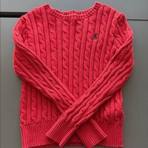 Red Cable Knit Polo Ralph Lauren kids sweater